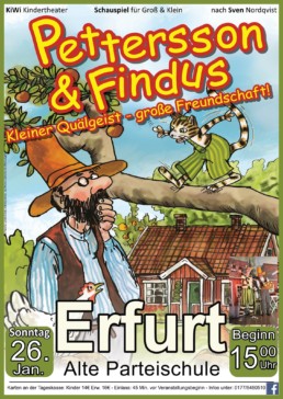 Plakat Pettersson&Findus Kindertheater in der alten Parteischule